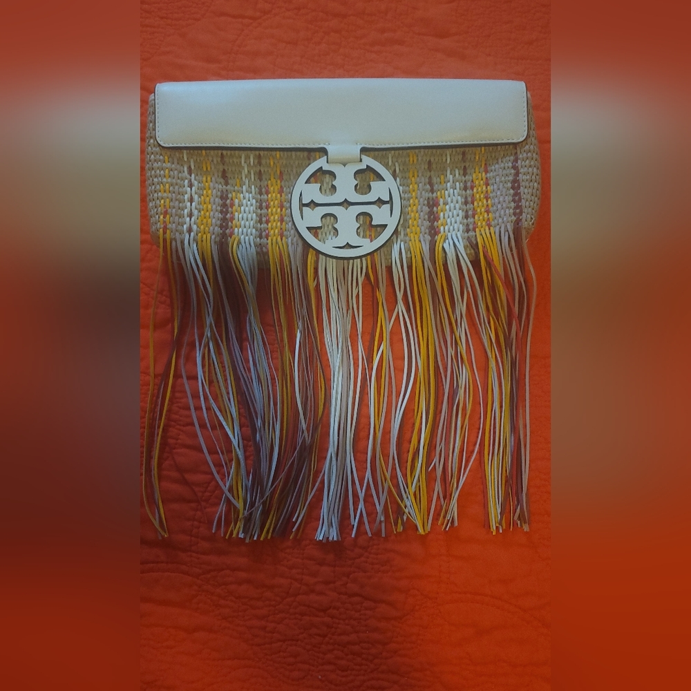 Tory Burch Miller Woven Fringe Clutch